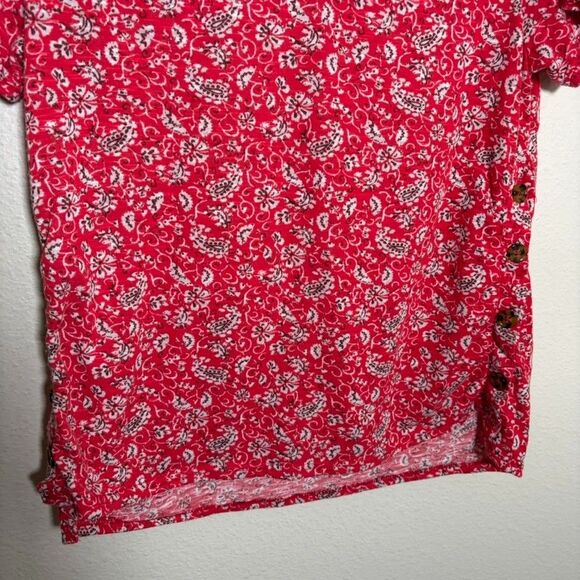 All In Love T-Shirt Women's Medium V-Neck Short Sleeve Boho Printed Casual Top - Picture 4 of 8